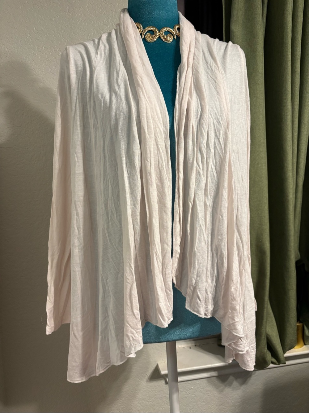 Say What? Soft girl, babydoll, Pale Pink Draped Open-Front Women's Cardigan